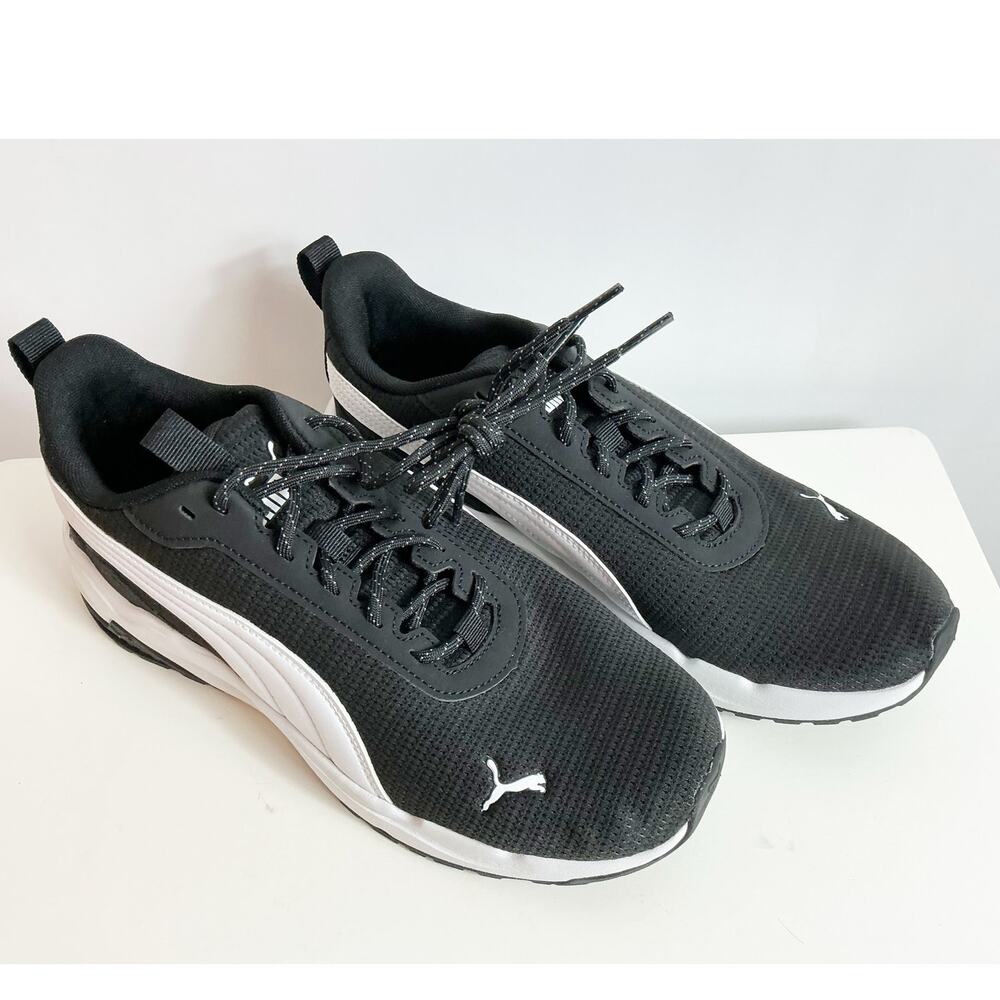 Puma Mens "Zip C”  Lightweight Running Shoes Sz 8 Black White Sneaker NWOB
